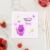 Serviette En Papier Chat lilas mou (En situation)