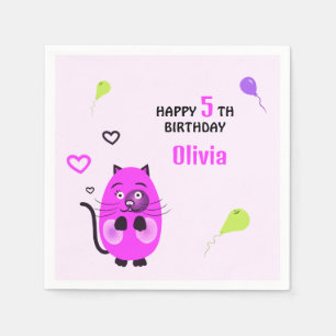 Serviette En Papier Chat lilas mou