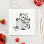 Serviette En Papier Chat lisant un livre (En situation)