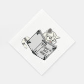 Serviette En Papier Chat lisant un livre (Coin)