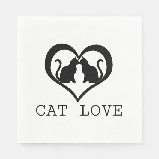 Serviette En Papier Chat Love (Devant)