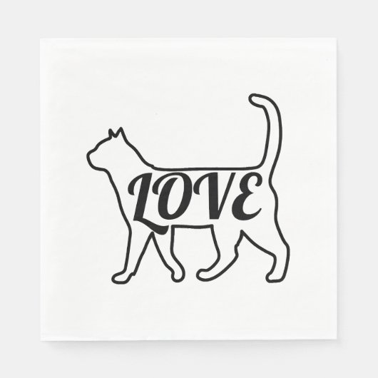 Serviette En Papier Chat Love (Devant)
