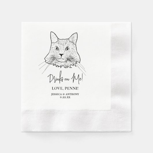 Serviette En Papier Chat Maine Coon Boissons Personnalisées Sur Moi (Devant)