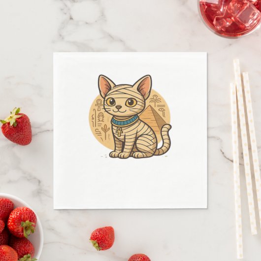 Serviette En Papier Chat maman mignonne - Art égyptien ancien T-Shi su (En situation)