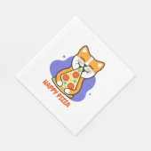 Serviette En Papier Chat mangeant une pizza (Coin)