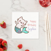 Serviette En Papier Chat Mermaid Fille fête d'anniversaire Purrmaid Me (En situation)