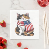Serviette En Papier chat mignon été Drapeau US Memorial Day (En situation)