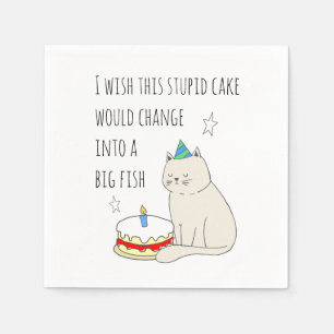 Serviette En Papier Chat mignonne's Birthday Cake Wish