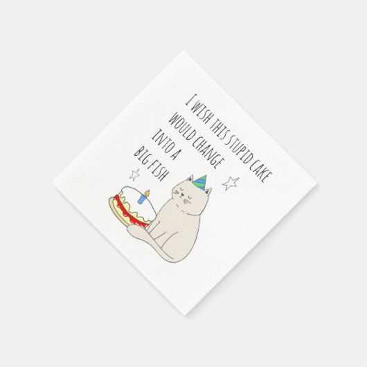 Serviette En Papier Chat mignonne's Birthday Cake Wish (Coin)
