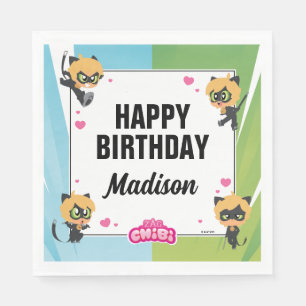 Serviette En Papier Chat Miraculeux Noir Chibi Anniversaire