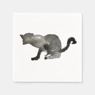 Serviette En Papier Chat monochrome couleur noir