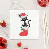 Serviette En Papier Chat Noël (En situation)