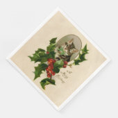Serviette En Papier Chat Noël Joyau Holly Kitten Art antique (Coin)