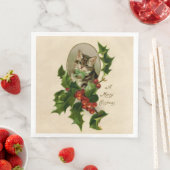 Serviette En Papier Chat Noël Joyau Holly Kitten Art antique (En situation)