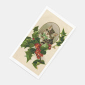 Serviette En Papier Chat Noël Joyau Holly Kitten Art antique (Coin)