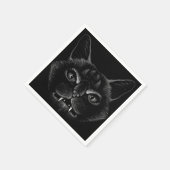 Serviette En Papier Chat noir (Coin)