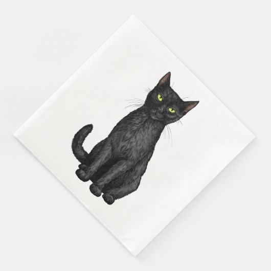 Serviette En Papier chat noir (Coin)