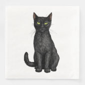 Serviette En Papier chat noir (Devant)