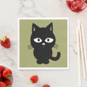Serviette En Papier Chat noir (En situation)