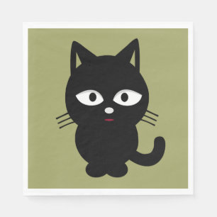 Serviette En Papier Chat noir