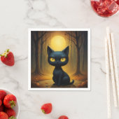 Serviette En Papier chat noir (En situation)
