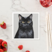 Serviette En Papier Chat noir (En situation)
