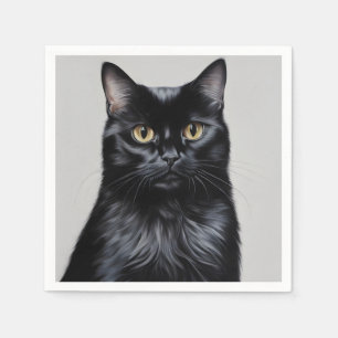 Serviette En Papier Chat noir