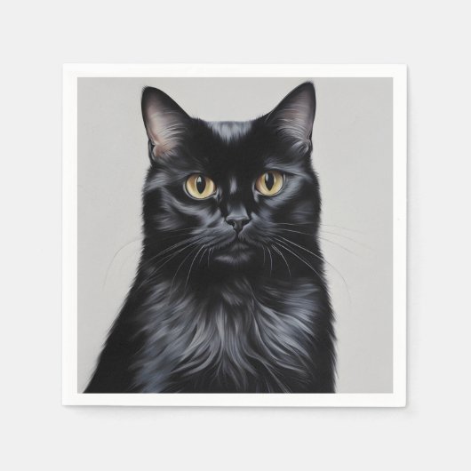 Serviette En Papier Chat noir (Devant)