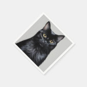Serviette En Papier Chat noir (Coin)