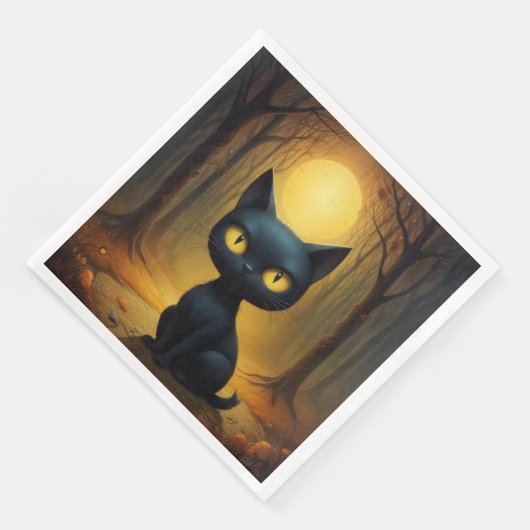 Serviette En Papier chat noir (Coin)