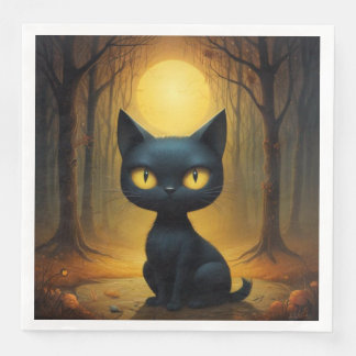 Serviette En Papier chat noir
