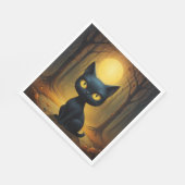Serviette En Papier chat noir (Coin)