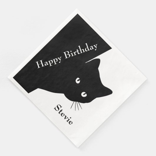 Serviette En Papier Chat noir (Coin)