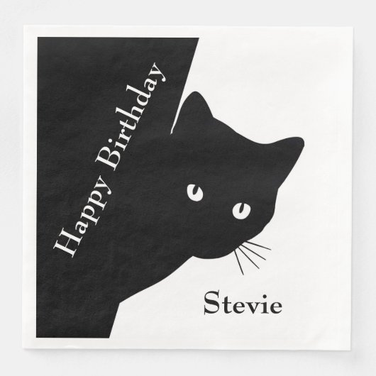 Serviette En Papier Chat noir (Devant)