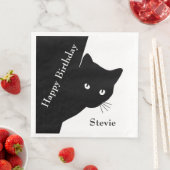 Serviette En Papier Chat noir (En situation)