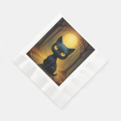 Serviette En Papier chat noir (Coin)