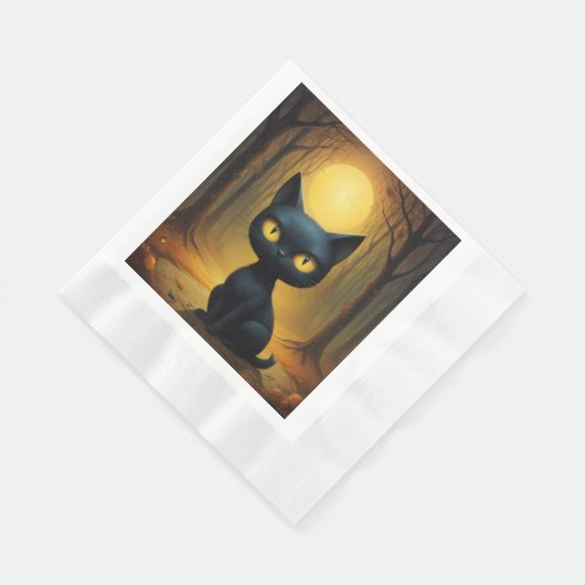 Serviette En Papier chat noir (Coin)