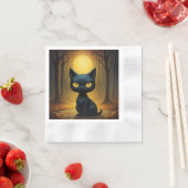 Serviette En Papier chat noir (En situation)