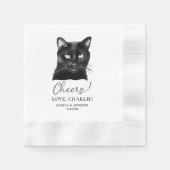 Serviette En Papier Chat Noir Accueil Personnalisé (Devant)