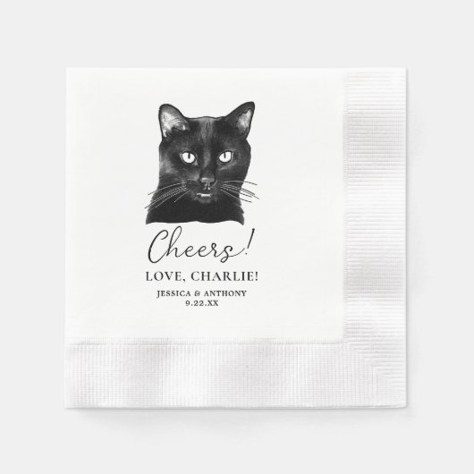 Serviette En Papier Chat Noir Accueil Personnalisé (Devant)