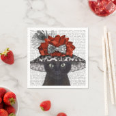 Serviette En Papier Chat noir avec Casquette fabuleux (En situation)