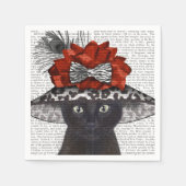 Serviette En Papier Chat noir avec Casquette fabuleux (Devant)