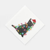 Serviette En Papier Chat Noir Avec Feu De Noël (Coin)