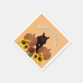 Serviette En Papier Chat noir avec pattes croisées Citrouille Hallowee (Coin)