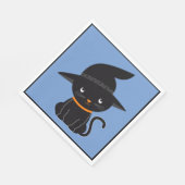 Serviette En Papier Chat Noir Avec Une Sorcière Casquette Halloween (Coin)
