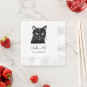 Serviette En Papier Chat Noir Boisson Personnalisée Sur Moi (En situation)