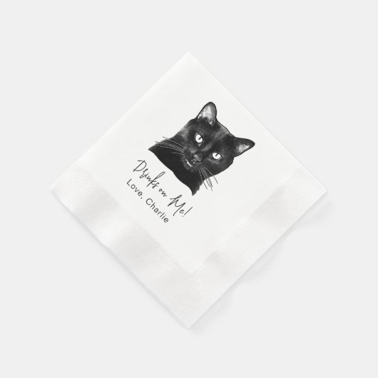 Serviette En Papier Chat Noir Boisson Personnalisée Sur Moi (Coin)