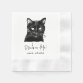 Serviette En Papier Chat Noir Boisson Personnalisée Sur Moi (Devant)