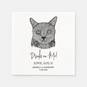 Serviette En Papier Chat noir Boissons personnalisées sur moi (Devant)