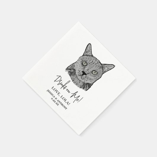 Serviette En Papier Chat noir Boissons personnalisées sur moi (Coin)